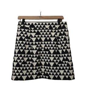 J. Crew Black White Geometric Pleated Skirt